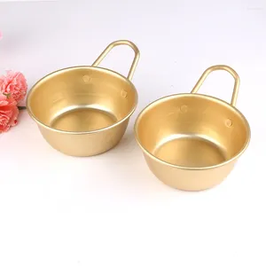 그릇 2pcs 한국 라이스 와인 Makgeolli 알루미늄 주류 그릇 손잡이라면 샐러드 인스턴트 국수 Fruteros de Cocina