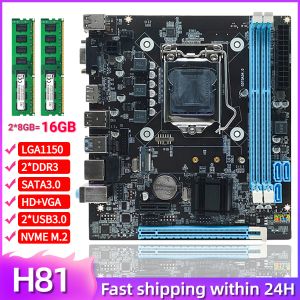 Kit di schede madri H81 H81 con 2**8 GB DDR3 1600MHz 16 GB RAM Memoria SATA 3.0 2.0 HD+VGA M.2 NVME/NGFF MicroATX LGA1150 PLACA MAE SET
