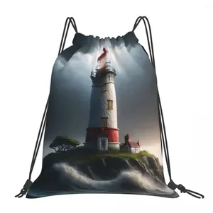 Backpack Lighthouse on the Ocean Backpacks Fashion Sacos portáteis Bacha de bolso de bolso de bolso para homem Mulher Mulher