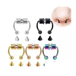Nose Rings & Studs Fake Piercing Ring Alloy Hoop Septum For Women Body Jewelry Gifts Fashion Magnetic Drop Delivery Dhq9D