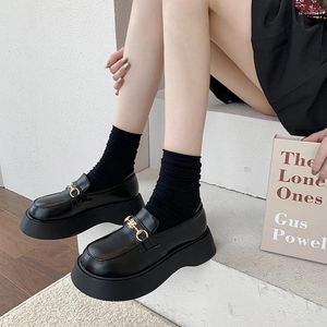 Dress Shoes Japanese Retro Big Toe Jk Loli Women Lace Up Round Head Thick Platform Doll Girl Gothic Black Wedge Shoe Mid Heel 5cm