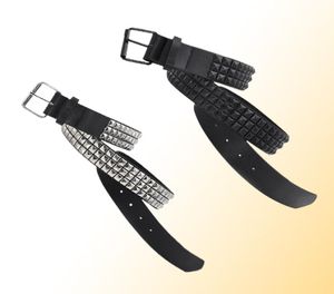 Cinture pyramid Fashion Rivet Belt Belt Menwomen039 Punk rock con borchie con fibbia a perno Black5279807