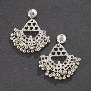 Jhumka Ethnic Silver Color Bell Tassel Earrings Bohemian Exotic Retro Hollowearrings Boho Vintage Indian Jewelry for Women