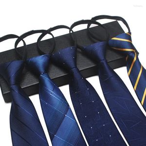 Bogen Reißverschlüsse für Männer Frauen gestreifte Herren Bindung Geschäft Hochzeit dünne Nacken lässige schlanke blaue tiefe leichte Marine Krawatte