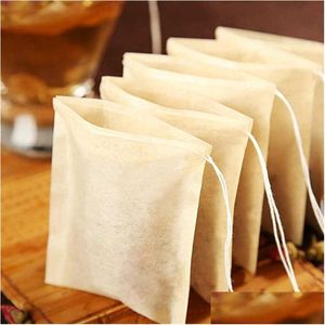 Coffee & Tea Tools 100Pcs/Lot Filter Bag Disposable Unbleached Paper Empty Infuser For Loose Leaf Drop Delivery Home Garden Kitchen, D Dhnvl