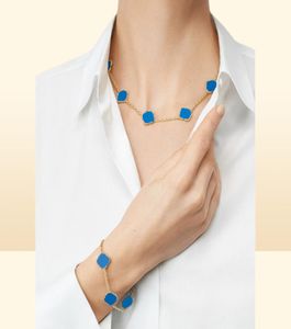 Modehalsband designers fyra bladklöver halsbandsmycken uppsättningar för kvinnor halsband och armband 5 mos gåva rostfritt stål lyxmudayellere bröllop4876478