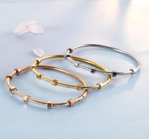 Stainless Steel Screw Fashion Crystal Design Jewelry Women Bracelets Iced Out Bracelet Bangle Mens Nut B8955145