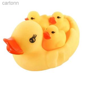 Bath Toys 4PCS Cute Duck Baby Bath Toys Squeeze Rubber Duck Swimming Pool Float Bathing Water Toy Squeaky Sound Toys for Children Games 240413