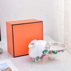 Designer Bowls Set Printed Bone China 2-piece Bowls Rice Bowls with Gift Box Packaging Household Gift Wholesale