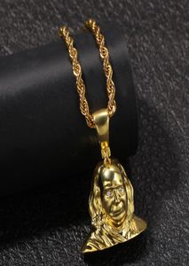 Nowy projektant 18K Gold White Gold CZ Hip Hop Prezydent Prezydent Portret Portret Sain Naszyjnik dla mężczyzn Personalizowany Hiphop Żyd4377683