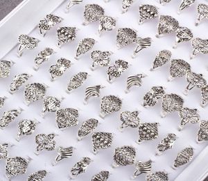 100Pcs Mix style Flower Elegant Alloy Band Rings Vintage Rings for women Jewelry Whole lots3887525