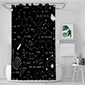 Curtains de chuveiro ciência quadro preto química banheiro zodíaco estrela parcialtition cortina de partição projetada para decoração de casa acessórios