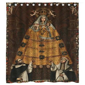 Shower Curtains Our Lady Of The Rosary Pomata Virgin And Baby Jesus Religious Images Waterproof Curtain By Ho Me Lili For Bathroom Decor