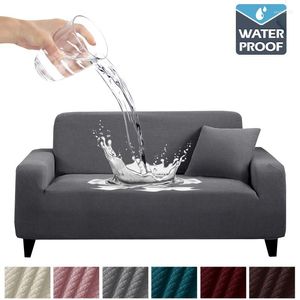 Chair Covers Waterproof Sofa Cover Elastic Slipcover 1/2/3/4 Seater Couch Non-slip Washable Protector Solid Color For Home Decor