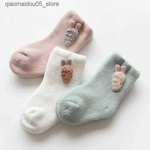 Kinder Socken warme Winterbaby Socken süße und weiche Herbst Neugeborene Baby Mädchen Socken Kaninchen Babyschuhe Q240413