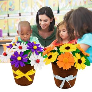 Decorative Flowers Handmade Diy Flower Potted Felt Pot Fake Plant For Kindergarten Teaching Kids Arts Crafts Education Toys Gifts