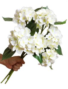 Dekorativa blommor 6st White Hydrangea Artificial Silk Plants For Modern Home Christmas Decoration Wedding Bridal Bouqu