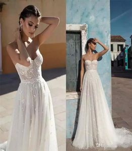 Gali Karten Wedding Dresses Strapless A Line Lace Bridal Gowns Sweep Train Backless Cheap Beach Wedding Dress6985940