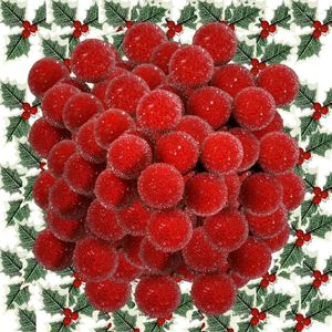 Decorative Flowers 10/100PCS Pearl Stamens Artificial Flower Small Red Gold Berries For Christmas Tree DIY Wreath Home Party Vase Decor Fake