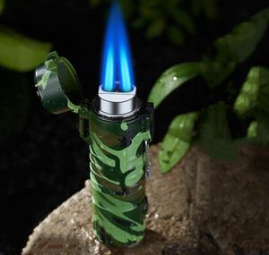 Windproof Double Torch Cigar Cigarette Lighter Powerful Jet Turbo Lighter Butane Gas Camping Survival Tool Lighting Inflated Gadge2910723