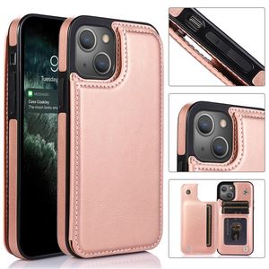 PU Leather Wallet Case For iPhone 15 14 13 12 11 Pro Max XR XS Max 8 7 Plus Samsung S24 S23 S22 Ultra Plus A51 A71 A81 Kickstand Card Holder Slots Cover