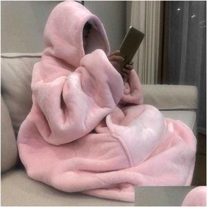 Blanket Warm Thick Tv Plover Winter Cotton-Padded Cothes Lazy Pajamas Hooded Outdoor Cold-Proof Adt Boys And Drop Delivery Dhtkb