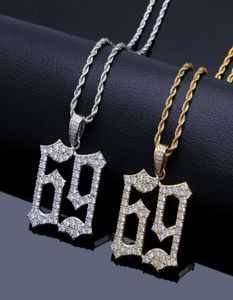 Hip Hop Fashion 69 Saw Necklace Cubic Zircon Gold Silver Saw Horror Movie Theme Digit Number Pendant Necklace Iced out80738519571279