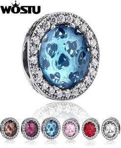 % 100 gerçek 925 Sterling Gümüş 6 Renk Kristal Radyant Kalpler Charm Fit Orijinal Charm Bilezik Otantik Takı Hediyesi4168283