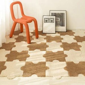 Tappeti in stile puzzle moquette quadrate fai-da-te peluche camera da letto tappetino non slittamento per tappeti viventi 49 66 cm