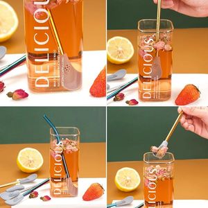 Disposable Cups Straws 1Pc Silicone Stainless Steel Straw Spoon Tea Mate Creative Reusable Bar Accessories Detachable Coffee Filter