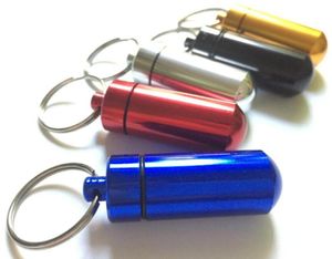 Nyckelkedja hållare aluminiumvattentät pillerlåda flaskbehållare nyckelring burk lagring 48mm17mm stash rökning accessoarer9932750