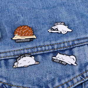 Cute Animal Brooch Hedgehog Sheep Cat Flower Duck Frog Rabbit River Horse Bear Dog Penguin Witch Chicken Badge Punk Pins Jewelry