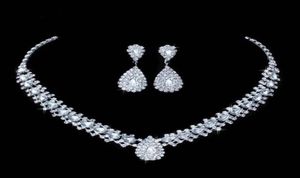 Luxurious Wedding Jewelry Sets for Bridal Bridesmaid Jewelery Drop Earring Necklace Set Austria Crystal Whole Gift50763334399707