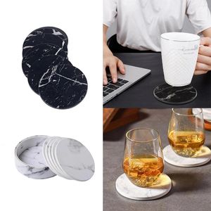 Bord Mattor 6st PU LÄDER CHASTERS CUP MAT Vattentät värmebeständig Easy Placemat Round Holder Bowl Home Decor