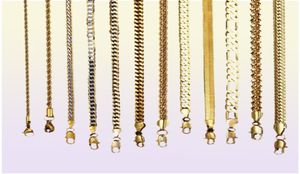 Gold Chain For Men Women Wheat Figaro Rope Cuban Link Chain Gold Filled Stainless Steel Necklaces Male Jewelry Gift Whole4315647