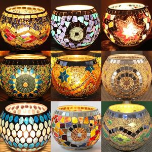 Candle Holders 1/3pcs Color Mosaic Candlestick Glass Snowflake Party Bar Home Restaurant Wedding Centerpiece Decoration