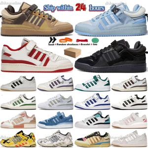 Bad Bunny x Forum Buty do biegania klamra niska żółta kremowa blue odcień czarny benito easter jajko męskie buty Patchwork Women Outdoor Trenerers Designerskie trampki