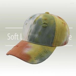 Boll Caps Original officiellt Classic Cotton Gelante Tie-Dye Baseball Cap Vintage Justerbara pappa hattar som går vanligt för kvinnor och män