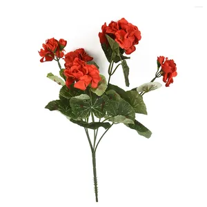 Dekorative Blumen Schönheit Künstlicher Garten Home Hochzeit Dekoration Plastik 36 cm Geranium rosa Pflanze Rot Seidentuch