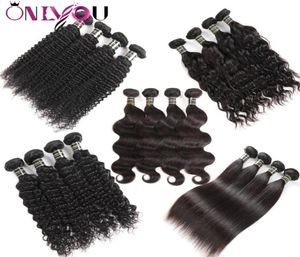 Brazylijskie dziewicze włosy fala ciała prosta głęboka fala wodna Kinkly Curly Human Hair Extensations 10A Klasa Weft Wefte 3 4 Bundles Natur9661058