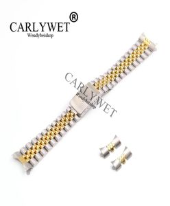 Carlywet 13 17 19 20 22mm 22mm içi boş kavisli uç katı vida bağlantıları Orta altın paslanmaz çelik yedek izleme bandı kayış bilezik7437562