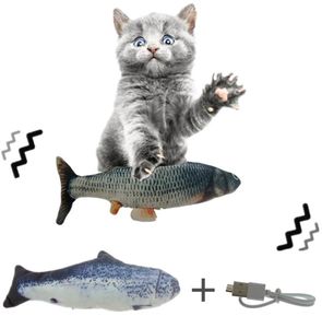 30 cm Pet Cat Toy USB Laddning Simulering Elektrisk Dancing Moving Floppy Fish Cats Toy For Pet Toys Interactive Dog Drop9573481