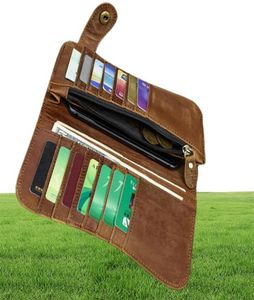 Cüzdanlar erkekler vintage çılgın at deri zinciri cüzdan gerçek bifold uzun anlık kart tutucu kaplan ejderha para cep çantası 6844342