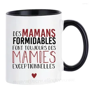 Tassen französische Oma Nana Mutter Mama Kaffeetassen Mama Keramikmilch Muttertag Geschenke Home Decal Tea Coffee Coffee Getränke Getränkeware