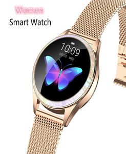 Kadınlar Akıllı İzle Bluetooth tam ekran akıllı saat kalp atış hızı monitörü spor izleme iOS Andriod KW20 Lady Wrist Saatler 555975011500150