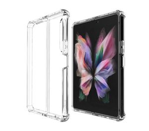 För Samsung Z Fold 3 5G stötfångare Clear Case Hard Arylic Protector Phone Cover Galaxy Z Flip 3 S21 Ultra S22 Plus stockproof8990009