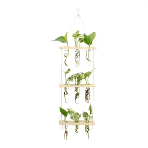 Vase Propagator Office Tube Tube Planter Hydroponics Modern Wooden Stand Flower Garden Home Decor Wall Hanging Holder