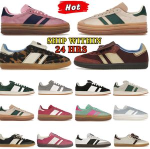 2024 BOLD Casual Shoes Designer Designer Sneakers Pink Glow Platform But Wales Bonner Leopard Wegan White Gum Og Indoor Suede Men Men Outdoor Sports Treners 55