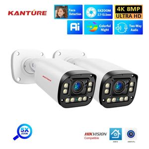 IP-kameror Xmeye 4K AI Face Detection Security Camera 8MP 5X Optisk zoom 2,7 mm-13,5 mm utomhusvattentät videoövervakningskamerauppsättning 240413