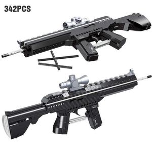 Gun Toys World War II Scar M416 Desert Eagle Pistol Vector Submachine Gun Model Building Block Army MK14 Sniper Rifle Building Block Toy YQ240413KFYT